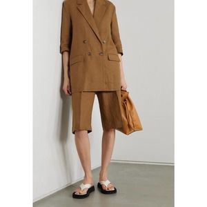 BOUGUESSA - Meera Pleated Linen Shorts / Ginger / M / NWT